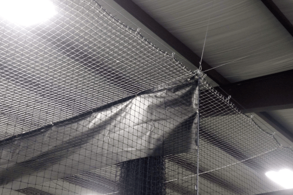 Batting Cage Ceiling Net hung below beams